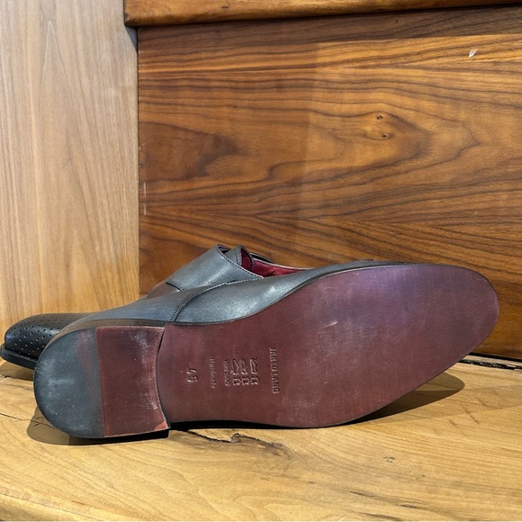 Black & Burgundy Double Monk-Strap Leather Dress Shoes - Jared Lang - Picture 4 of 7